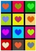 Corações coloridos - Cartela com 10 adesivos